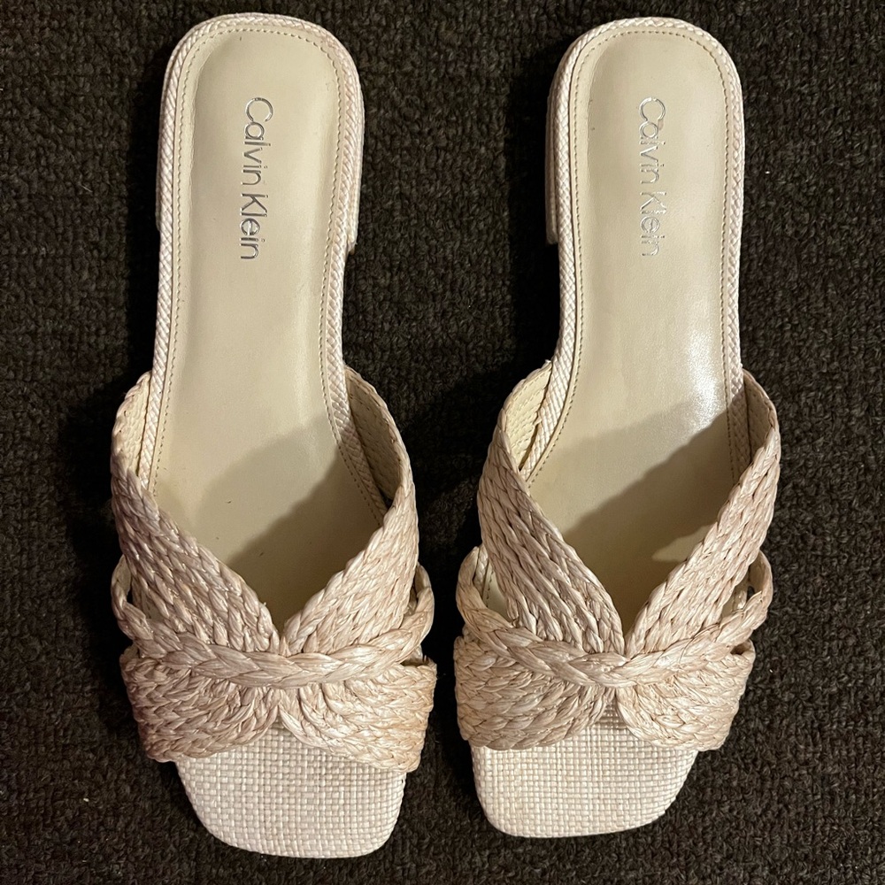 Calvin Klein Women's Cream Woven Sandals